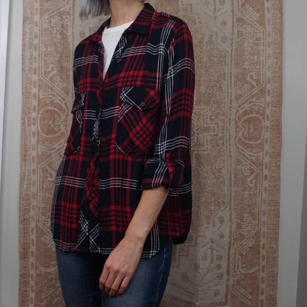 ⭐zara basics plaid button up